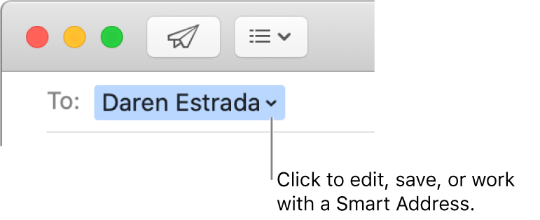 A Smart Address with the arrow you can click to edit, save, or work with a Smart Address.