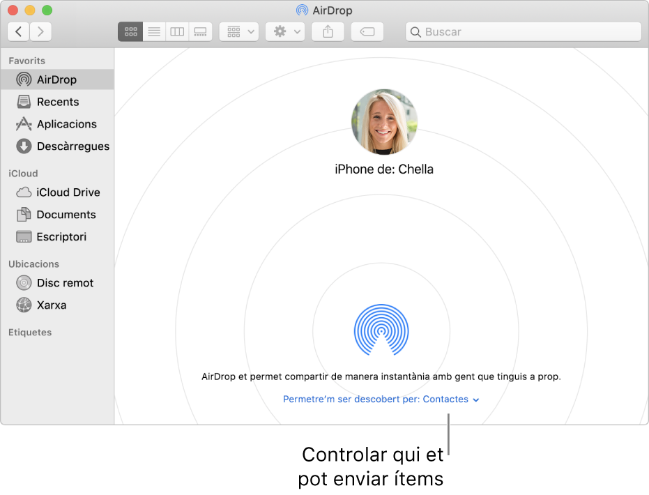 La finestra de l’AirDrop.