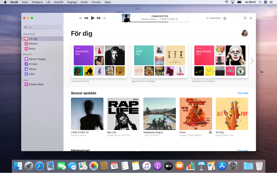 Musik-fönstret med musikförslag under För dig.