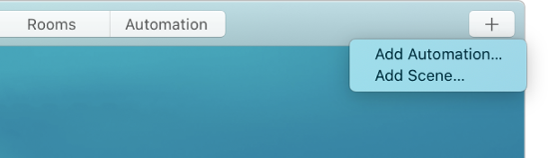 The top-right corner of the Home screen displaying Add Automation and Add Scene from the Add menu.
