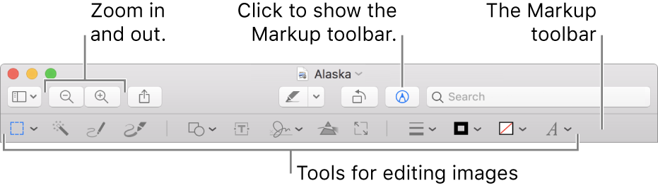 The Markup toolbar for editing images.