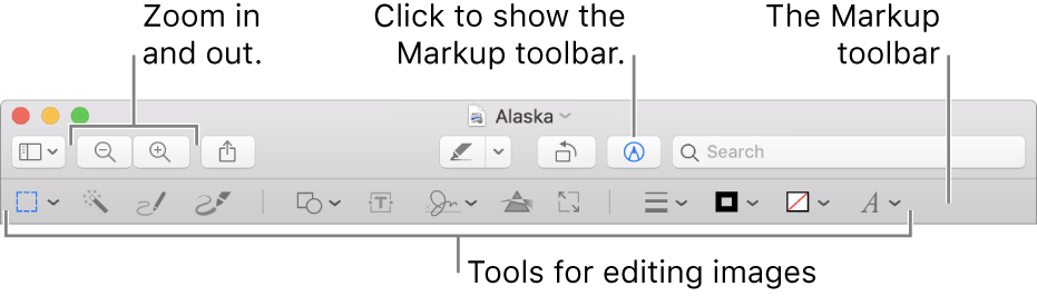 The Markup toolbar for editing images.