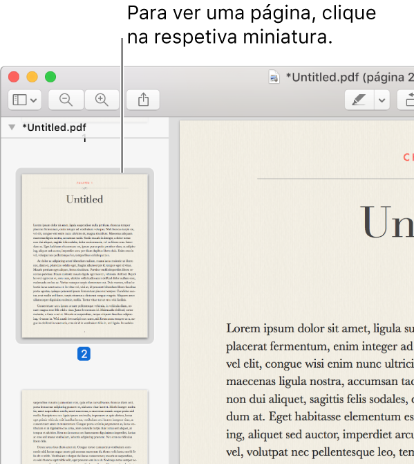 Um PDF com miniaturas dispostas na barra lateral