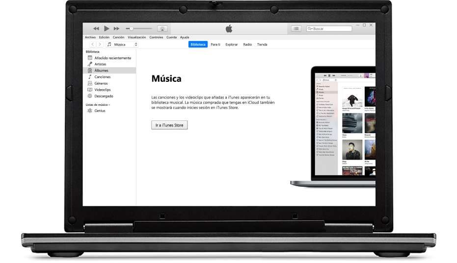 Un PC con una biblioteca de iTunes nueva y vacía.