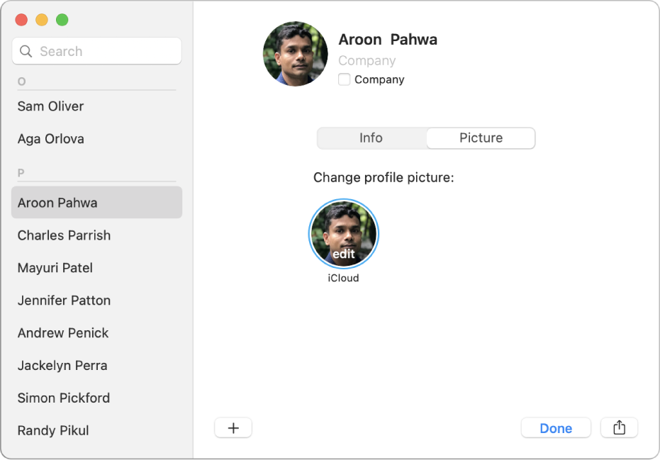 Add Or Change Contact Pictures In Contacts On Mac Apple Support