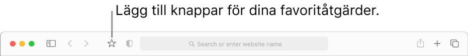 Ett verktygsfält med en knapp som du kan lägga till för dina favoritåtgärder