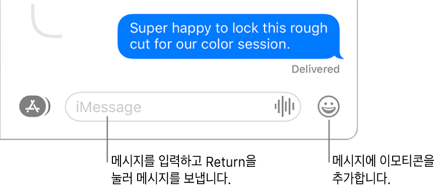 윈도우 하단에 표시된 텍스트 필드가 있는 메시지 윈도우의 대화.