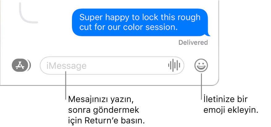 Mesajlar penceresinde bir yazışma ve pencerenin alt kısmında görüntülenen metin alanı.