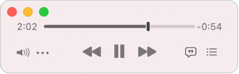 The smaller Music MiniPlayer, showing only the controls (and not the album artwork).