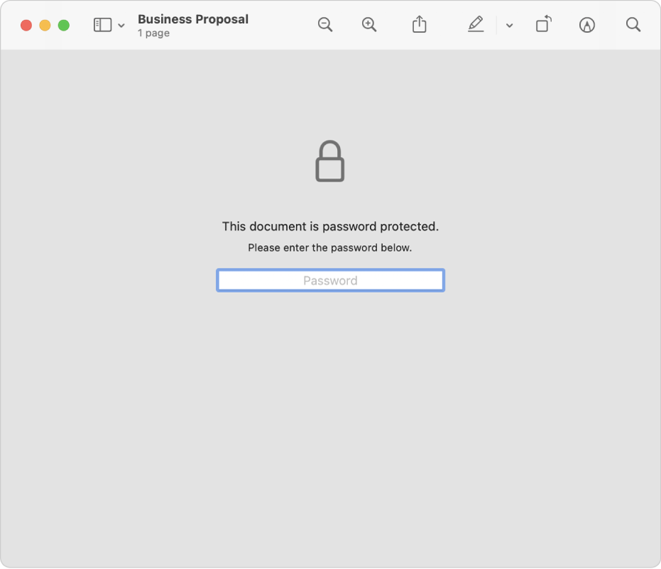 مستند PDF محمي بكلمة سر.