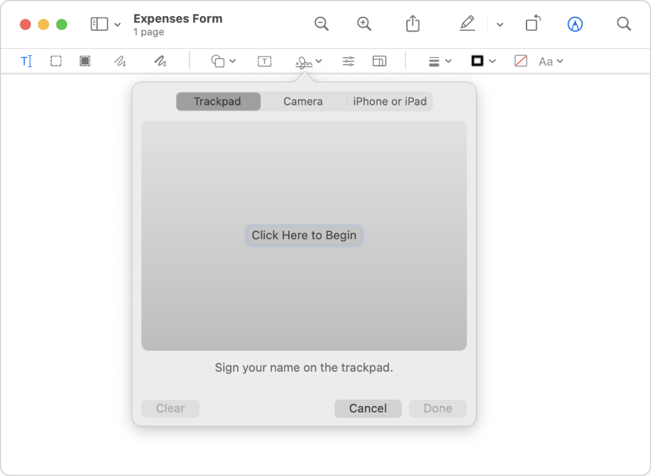 The signature tool in Preview.