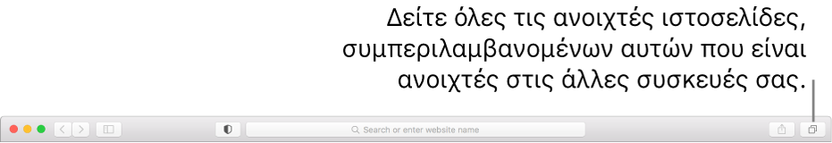 Η γραμμή εργαλείων, όπου φαίνεται το κουμπί «Εμφάνιση Επισκόπησης καρτελών».