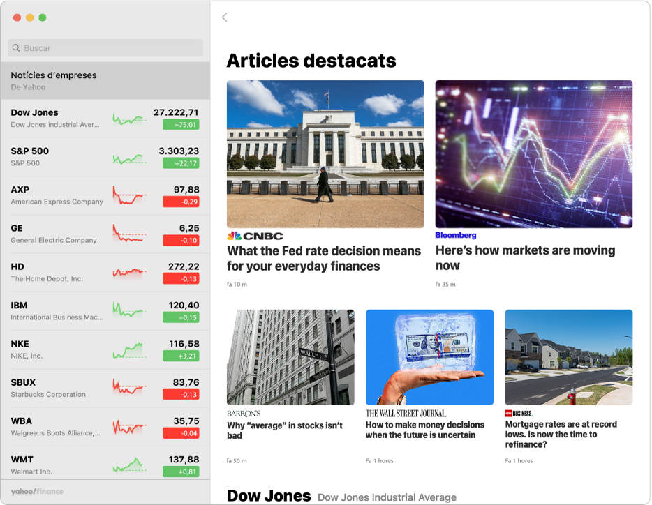 Una finestra de l’app Borsa amb una notícia.