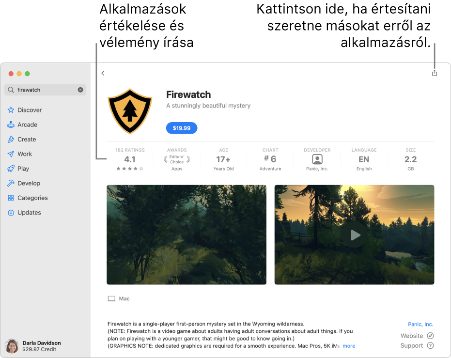 Felhasználók által egy alkalmazásra adott pontszámok az App Store-ban.