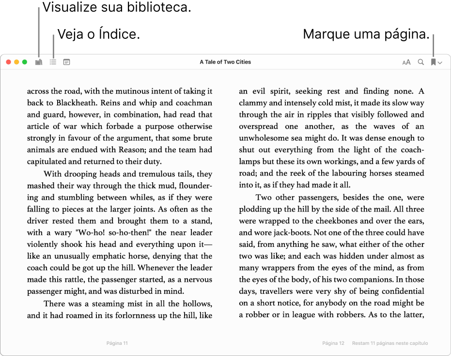 Opções em um livro aberto.