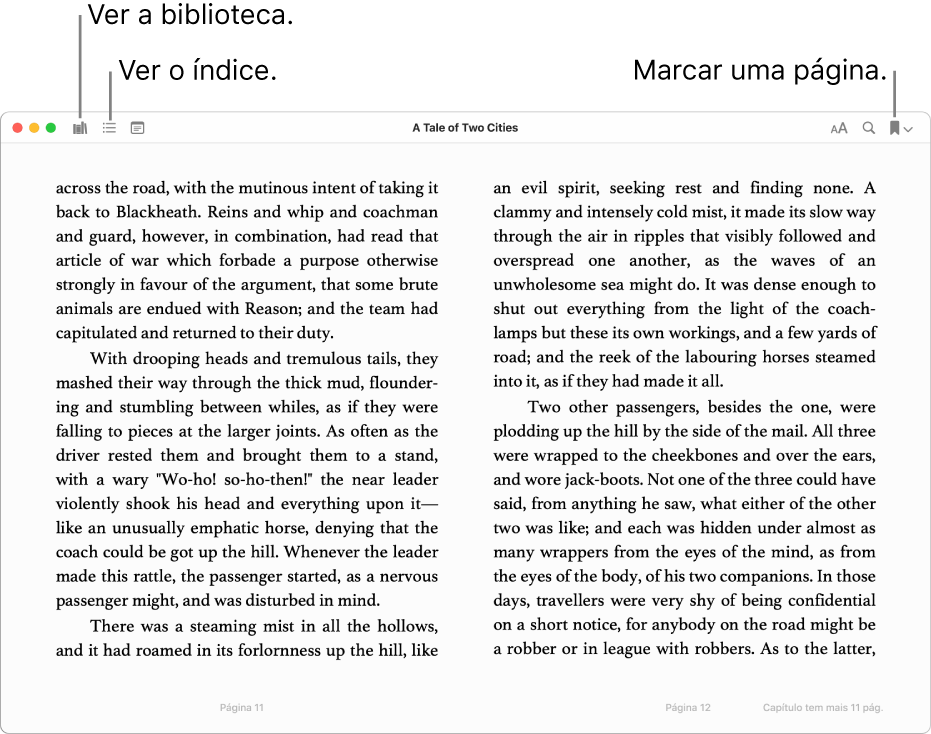 Opções num livro aberto