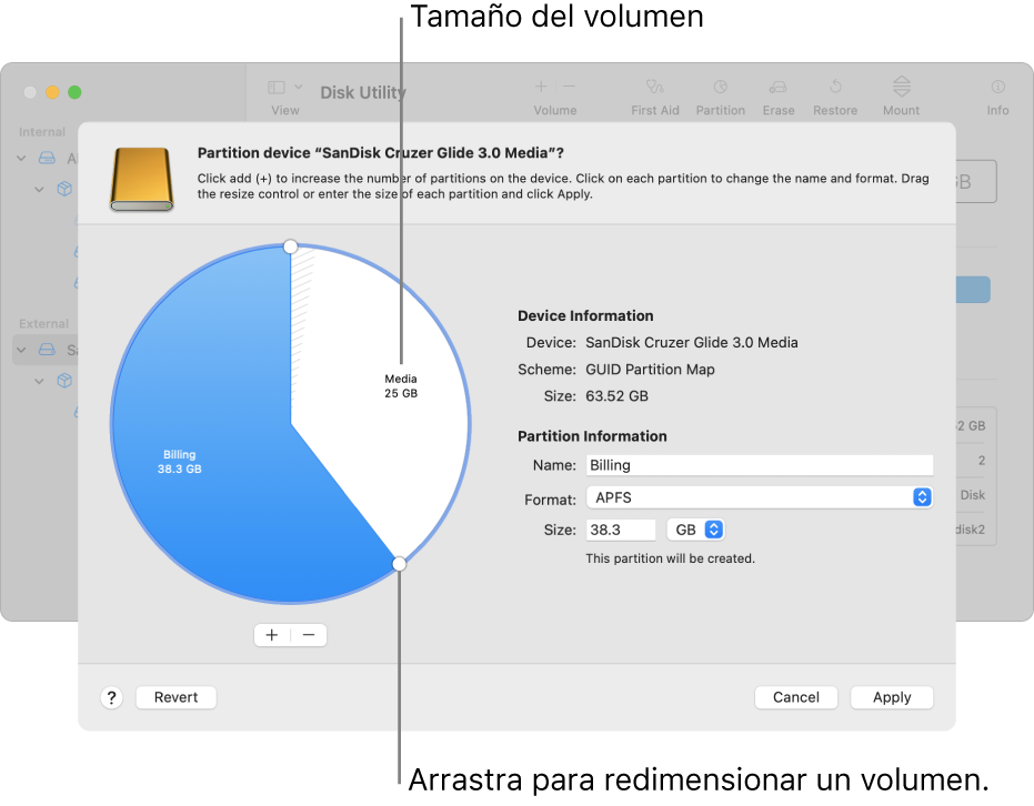 Un disco físico con dos particiones