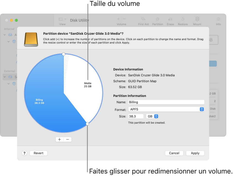 Un disque physique avec deux partitions.