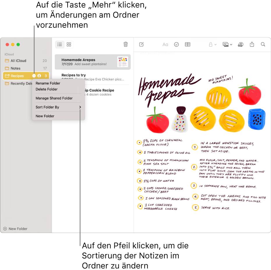 Hinzufugen Oder Entfernen Von Ordnern In Der App Notizen Auf Dem Mac Apple Support