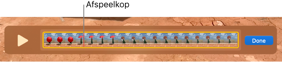 Een fragment in het venster van QuickTime Player, met de afspeelkop ongeveer in het midden van het fragment.