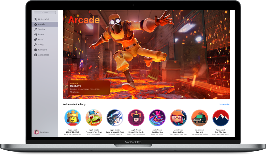 Hlavní stránka služby Apple Arcade.