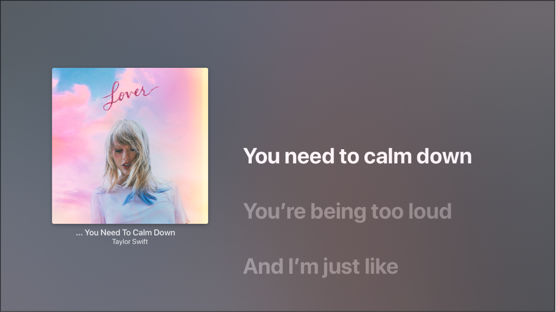 Ekran Odtwarzane wyświetlający słowa utworu