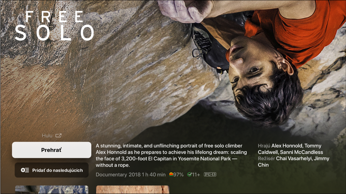 Obrazovka Informácie o filme