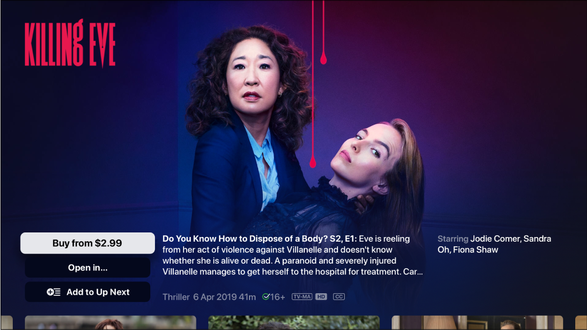 Screen showing a TV show’s search screen
