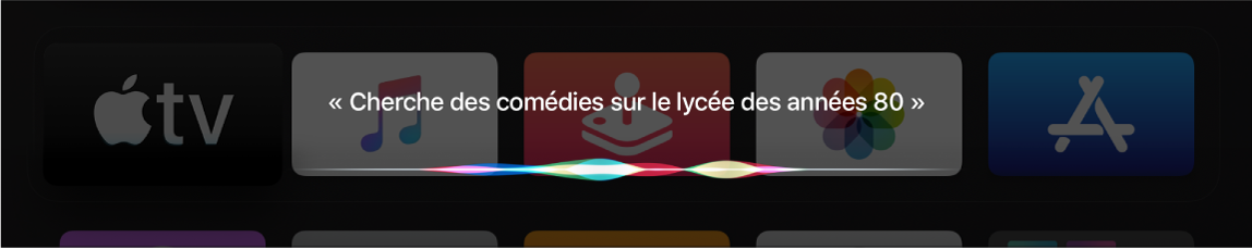 Écran montrant une recherche Siri par genre et par date