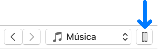 El botón Dispositivo seleccionado situado cerca de la parte superior de la ventana de iTunes.