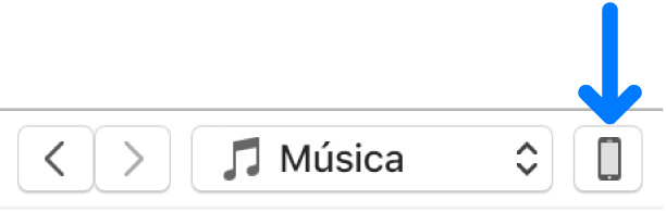 El botón del dispositivo seleccionado cerca de la parte superior de la ventana de iTunes.