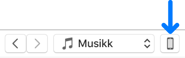 Enhetsknappen markert nær toppen av iTunes-vinduet.