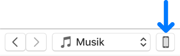 Enhetsknappen är markerad nära överkanten av iTunes-fönstret.