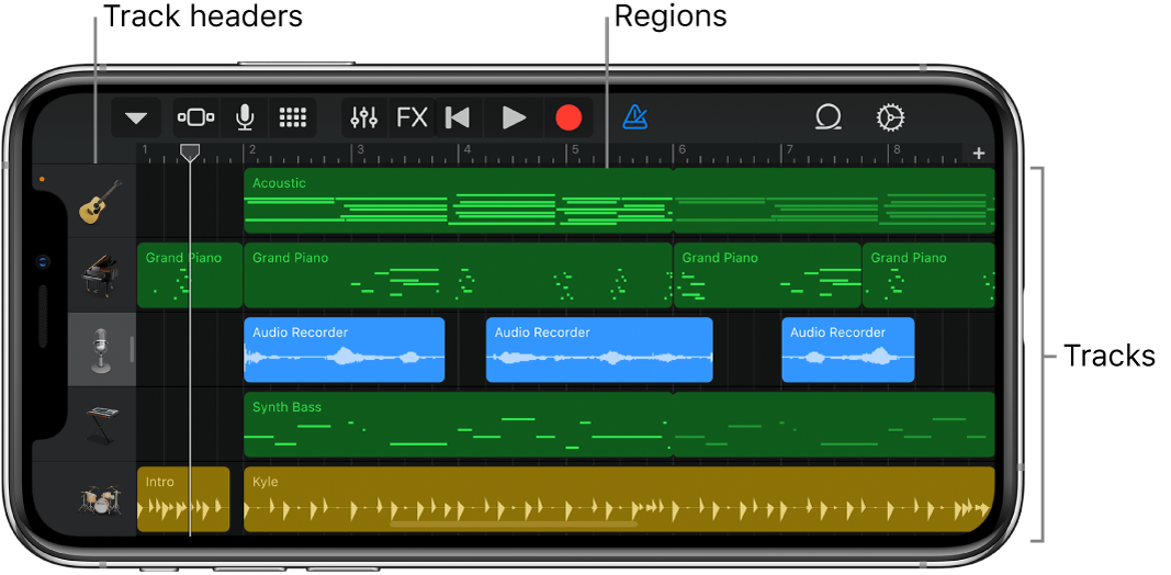 Build a song in GarageBand for iPhone 