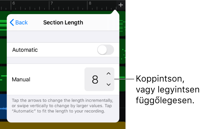 Dalszakasz hosszának megváltoztatására használható vezérlők