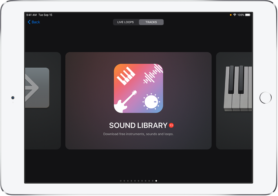 Biblioteca de sons no navegador de sons