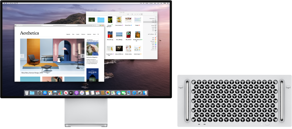 ‏Mac Pro ו-Pro Display XDR זה לצד זה.