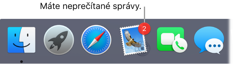 Časť Docku zobrazujúca ikonu aplikácie Mail s odznakom označujúcim počet neprečítaných správ.