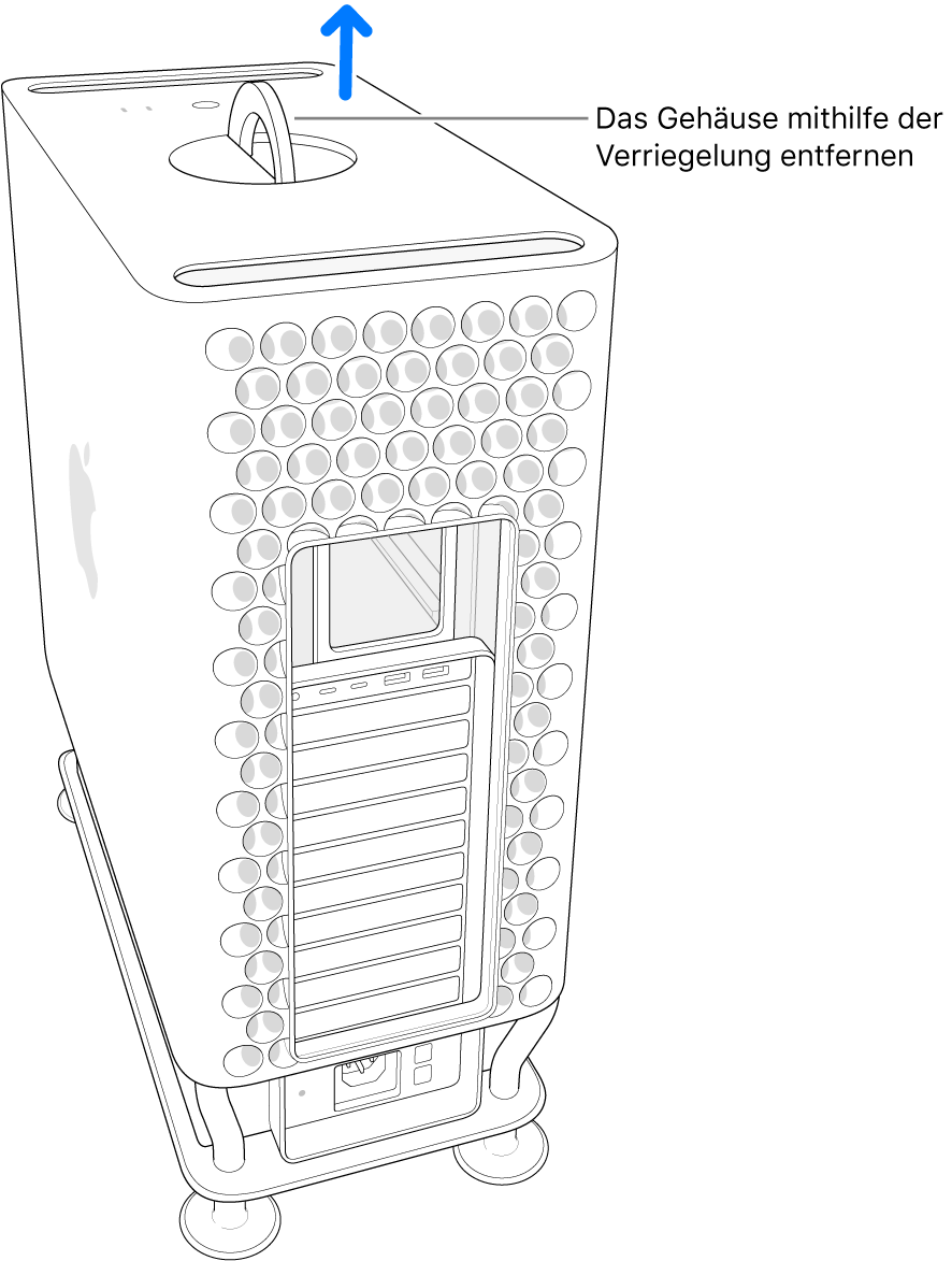 Ziehe das Gehäuse nach oben, um es vom Computer abzunehmen.