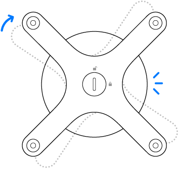 Der Adapter wird im Uhrzeigersinn gedreht.