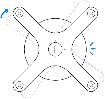 The adapter rotating clockwise.