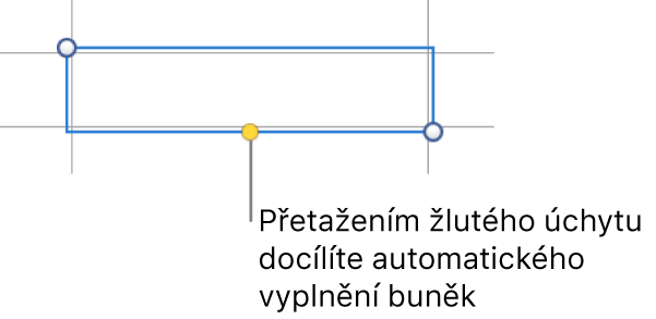 Vybraná buňka se žlutým úchytem, jehož tažením můžete automaticky vyplnit další buňky