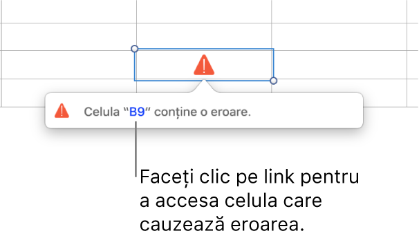 Un link către eroarea celulei.