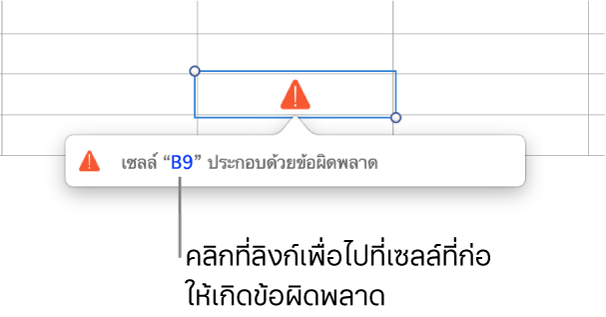 ลิงก์ที่ไปยังข้อผิดพลาดเซลล์