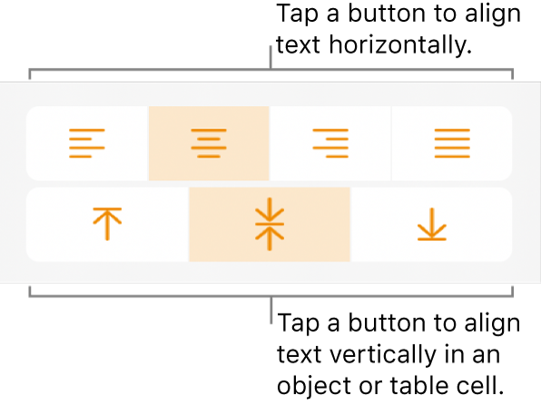 Horizontal and vertical alignment buttons for text.