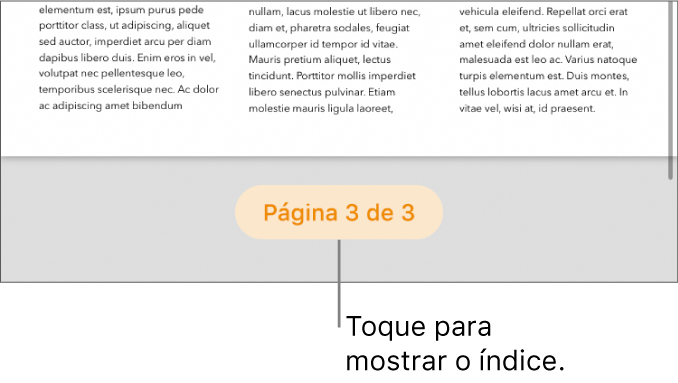 Um documento aberto com a contagem de páginas “3 de 3” na parte inferior ao centro do ecrã.