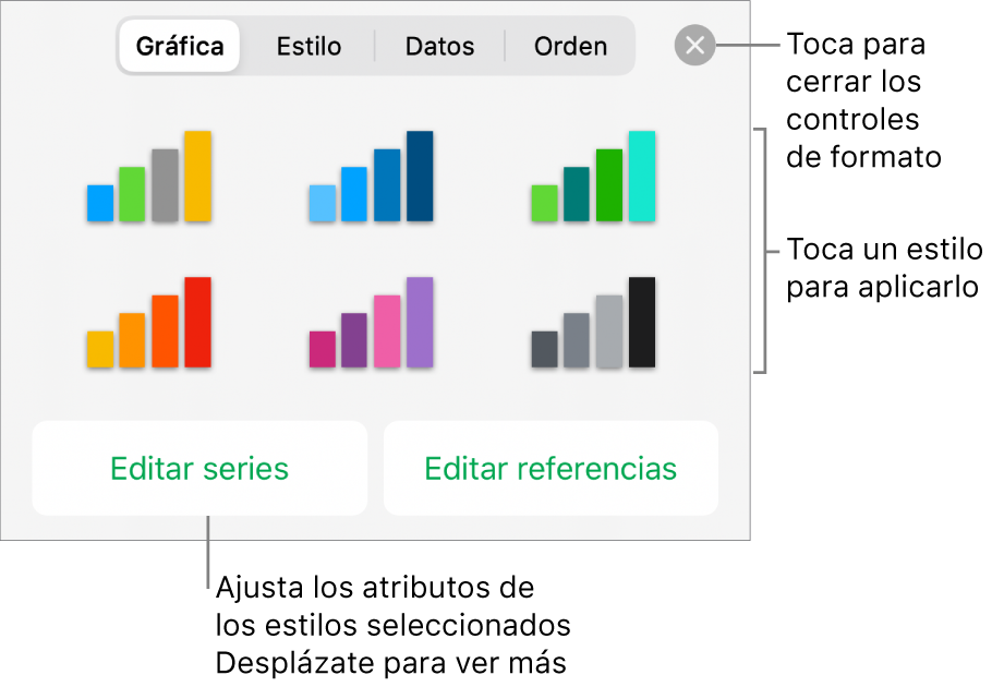 La pestaña Gráfica del botón Formato.