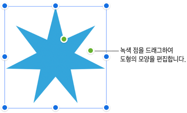 선택 핸들이 있는 도형.