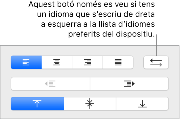 El botó “Direcció del paràgraf” de la secció Alineació de la barra lateral Format.