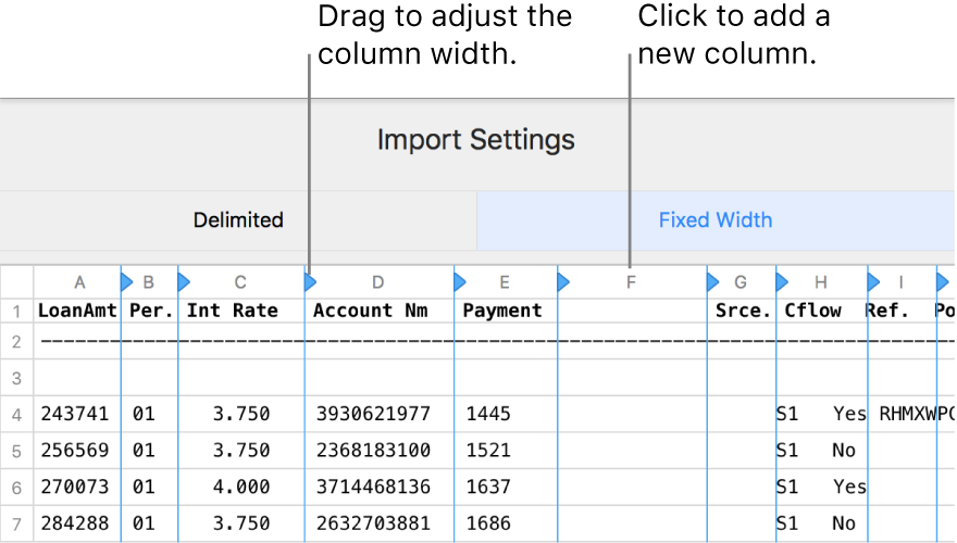 excel for mac column numbers